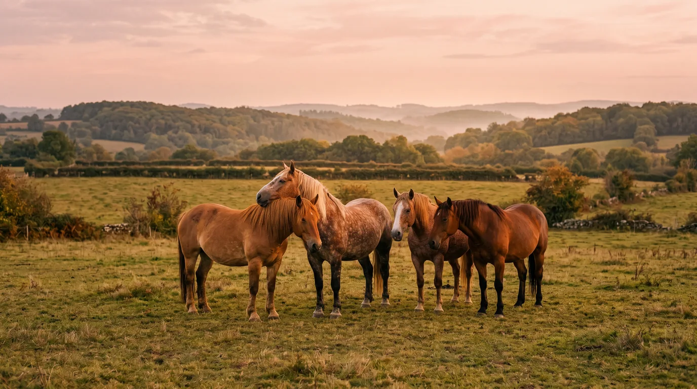 Les chevaux du Centre équestre d'agonac en liberté, Dordogne